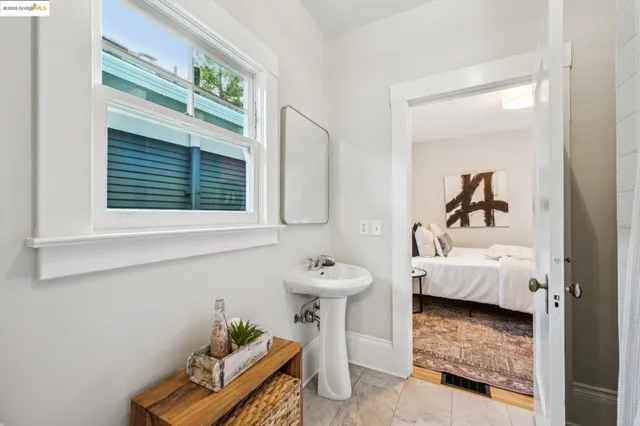 a view of an empty room with stairs