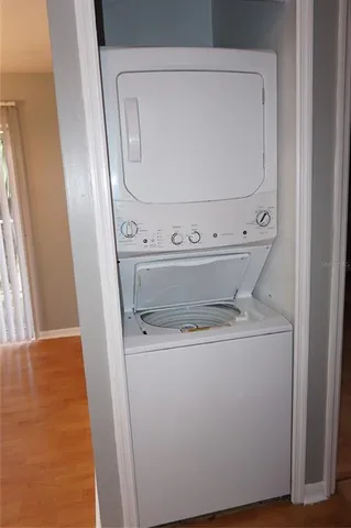 a close up view of washer and dryer