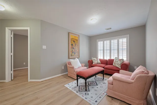a outdoor living space with furniture and a window
