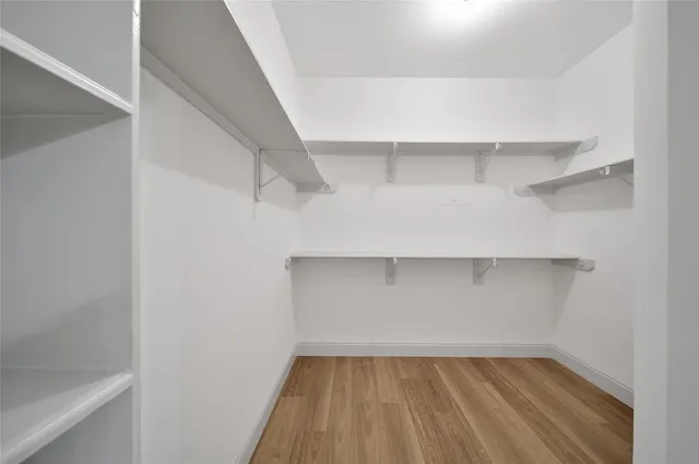 a view of an empty walk in closet
