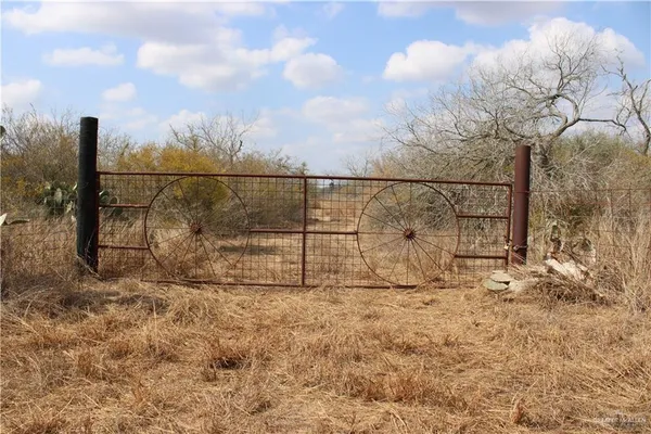 a view of backyard with wooden fence