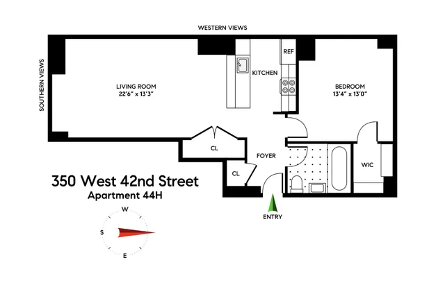 $1,349,000 | 350 West 42nd Street, Unit 44H | Hell's Kitchen