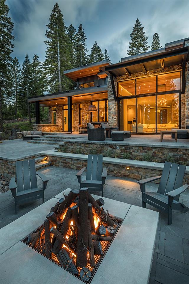 8348 Valhalla Drive Truckee, CA 96161 - Photo 11 of 14 a backyard of a house with barbeque oven table and chairs