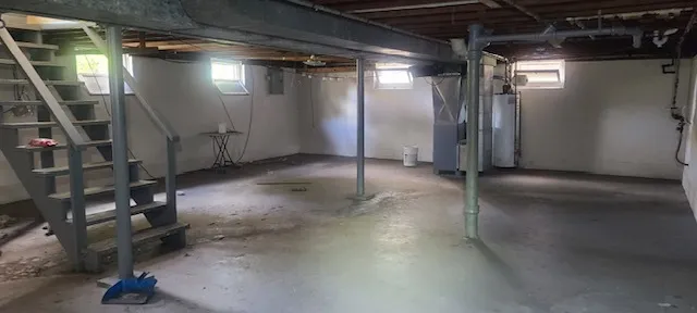an empty room with windows