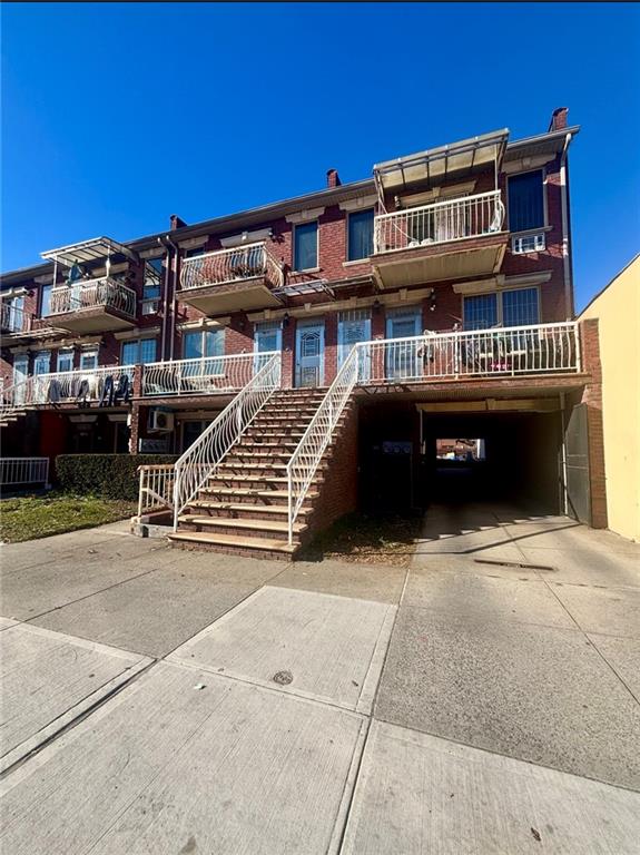 a front view of a building with entryway