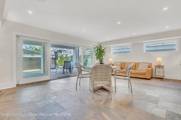 a view of outdoor space with seating area