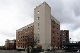 a front view of a building