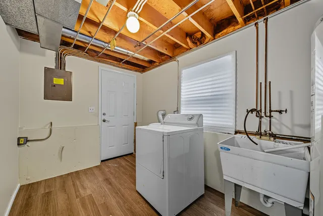 a utility room with dryer and washer