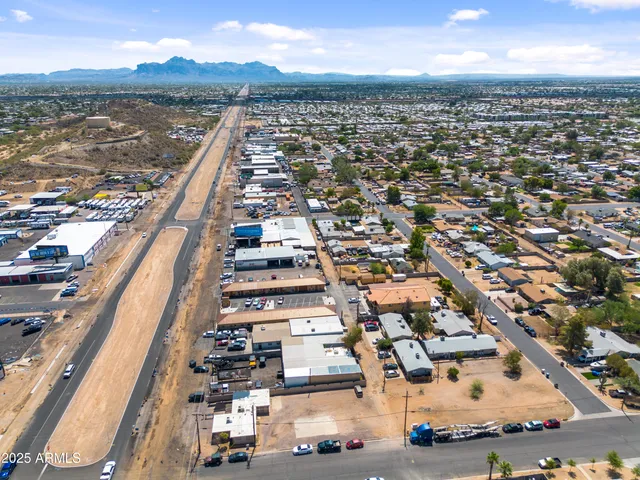 an aerial view of a city