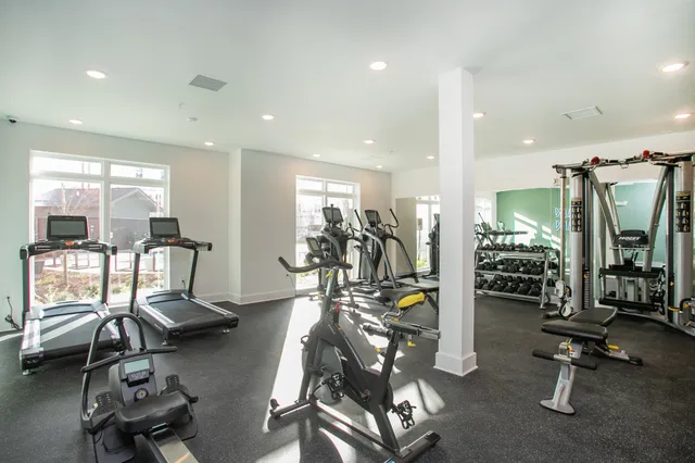 a view of a room with gym equipment