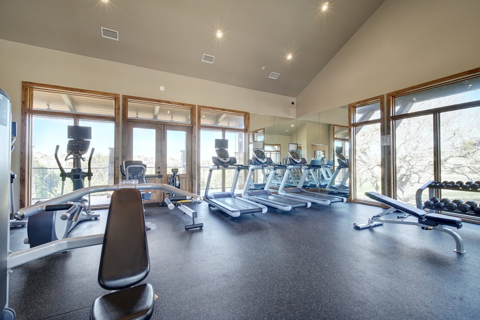 5805 Buchanan Draw Road Austin, TX 78738 - Photo 39 of 39 a view of a room with gym equipment and floor to ceiling window