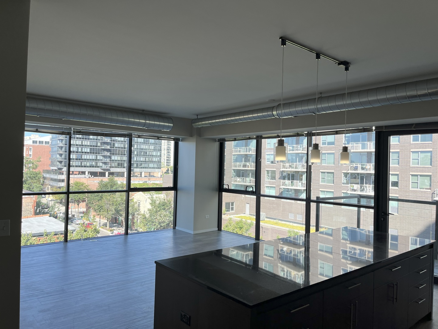 211 West Scott Street, Unit 508 Chicago, IL 60610 - Photo 4 of 22 a view of an empty room with wooden floor and a floor to ceiling window