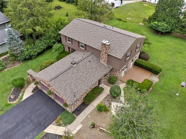 an aerial view of a house