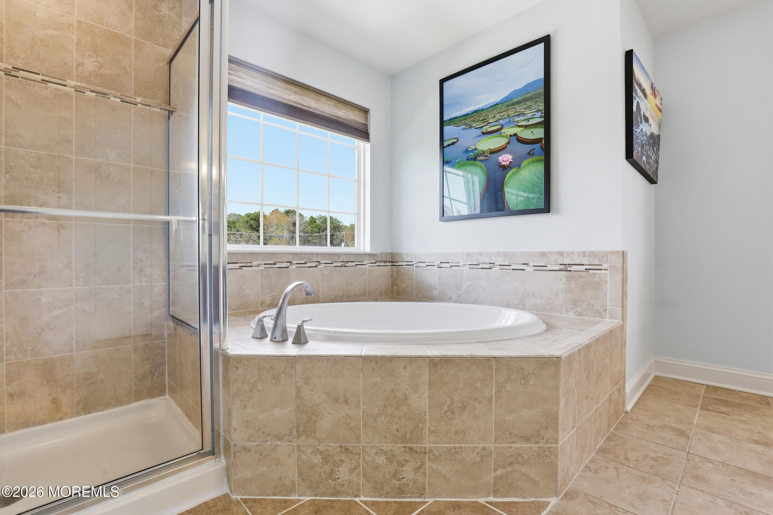 4 Firenze Road Jackson, NJ 08527 - Photo 28 of 57 a bathroom with a granite countertop sink a mirror and a shower