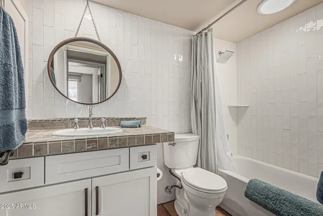 a view of a garden with an ocean