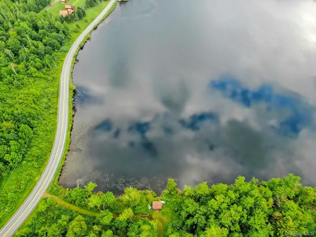 a view of a garden with a building in the background