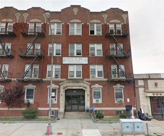 a front view of a multi story building