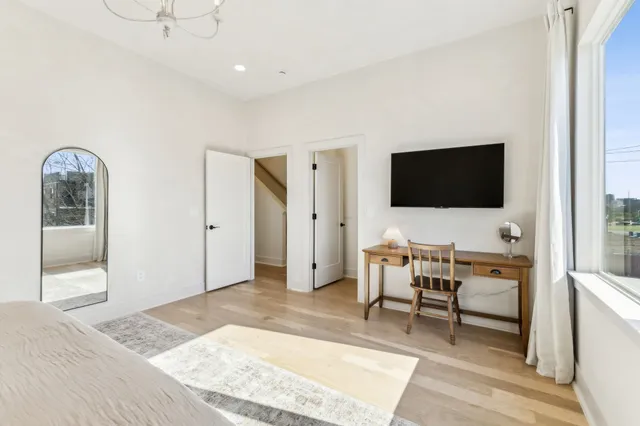 a view of a building with a street