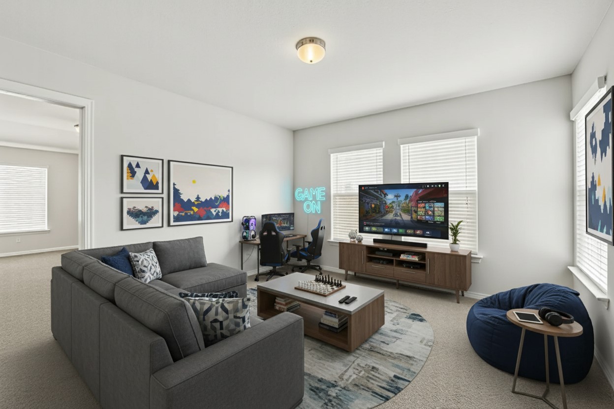 5010 Dartmoor Ridge Trail Houston, TX 77066 - Photo 24 of 28 a living room with furniture and a flat screen tv