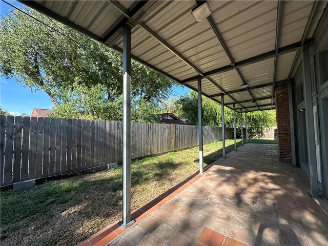 a view of a porch with a patio