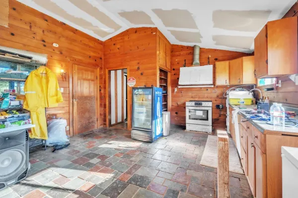 a view of a bathroom with a glass door