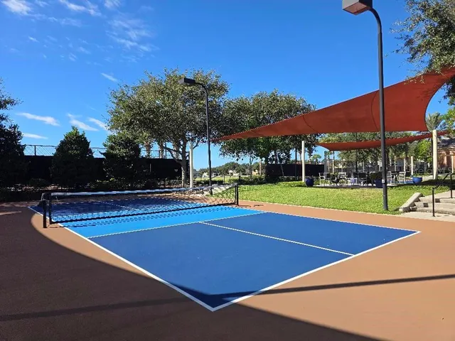 a view of a swimming pool and lake view