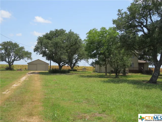 a garden with trees in front of it
