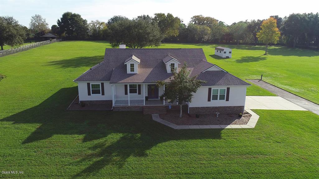 an aerial view of a house