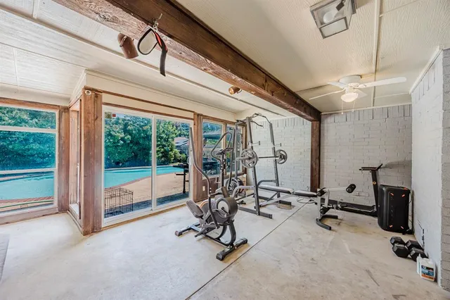 a view of a room with gym equipment