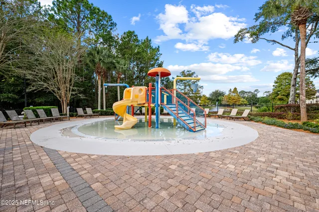 a park view with a slide