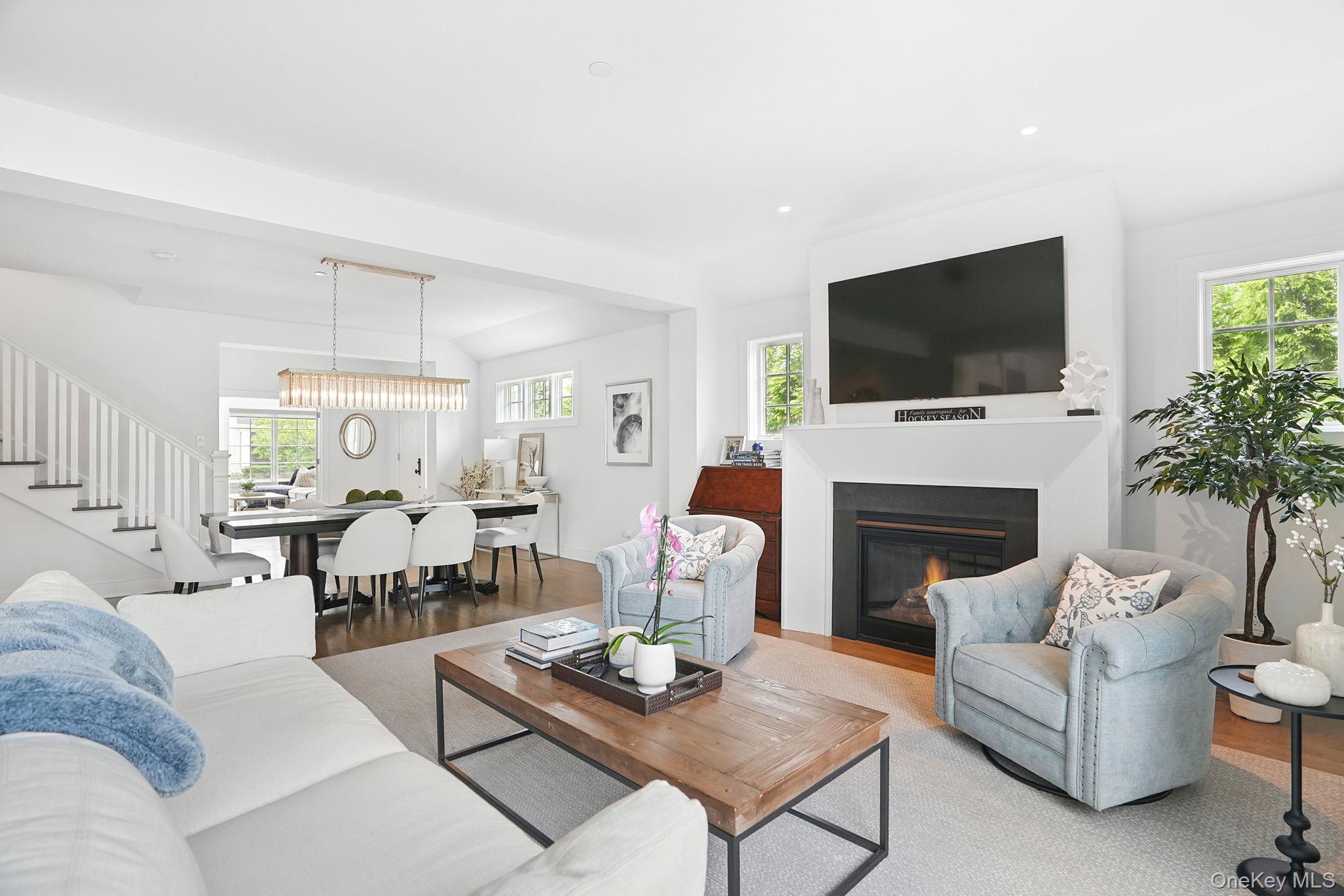 27 Lavender Lane Rye Brook, NY 10573 - Photo 8 of 33 a living room with furniture a fireplace and a flat screen tv