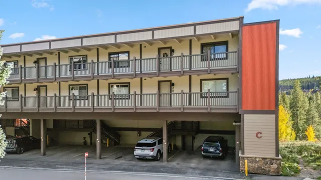 a front view of a building and a street