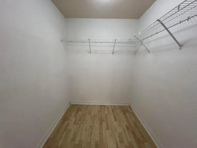a view of a room with racks on the wall