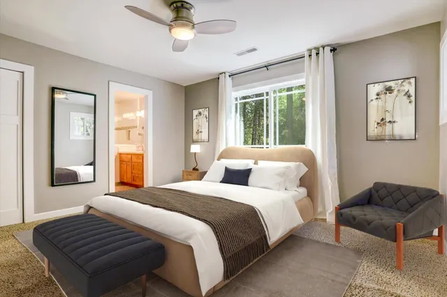 an empty room with windows