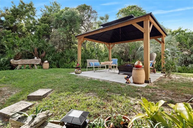 a view of a balcony with wooden floor