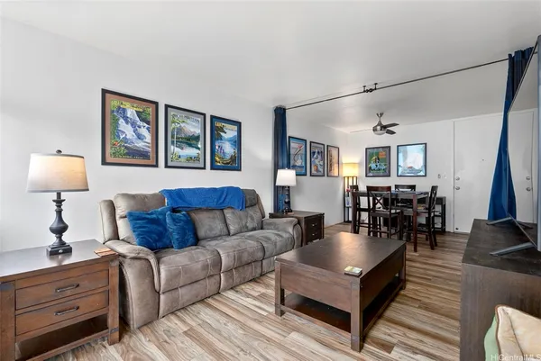 a living room with furniture