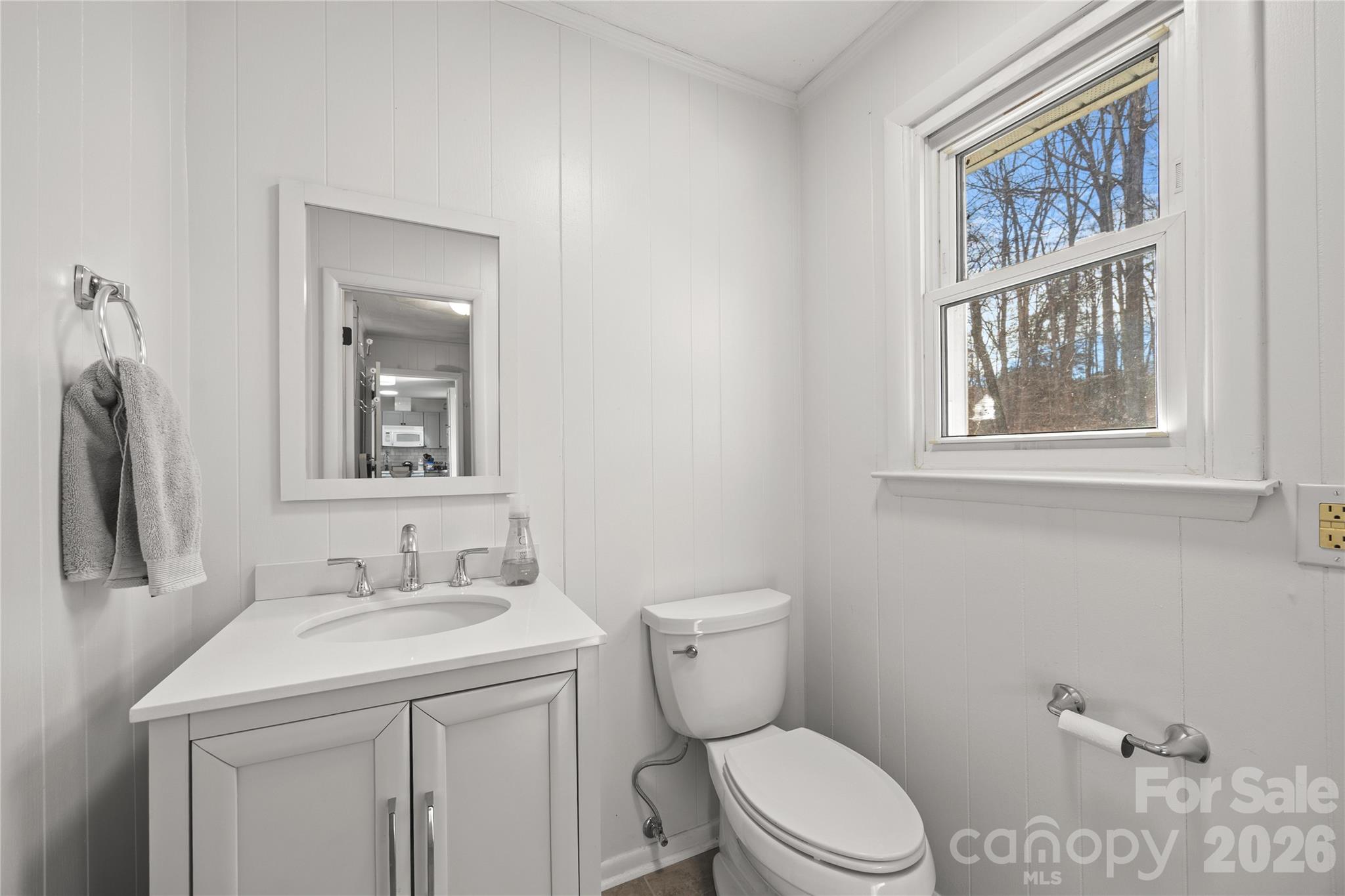 7137 Reeps Grove Church Road Vale, NC 28168 - Photo 23 of 33 a bathroom with a toilet a sink and a mirror