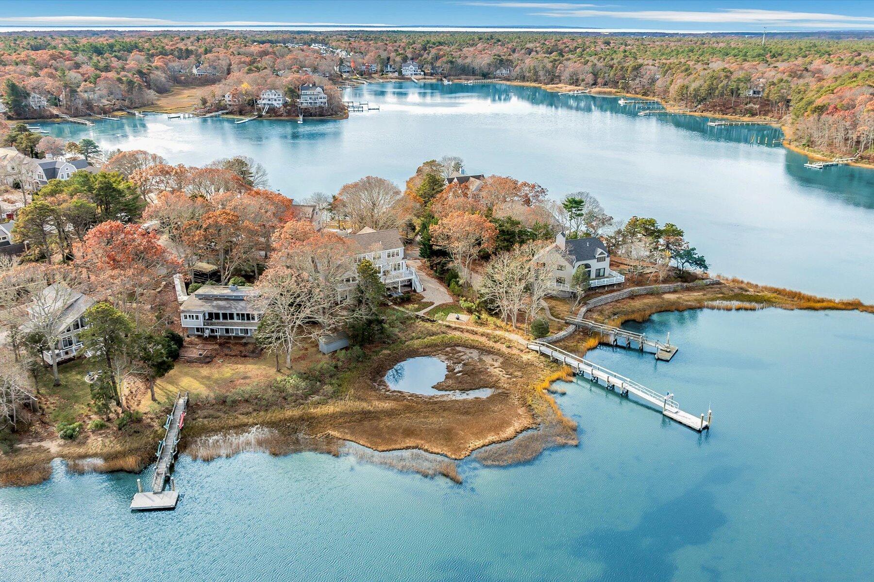 140 Summersea Road Mashpee, MA 02649 - Photo 34 of 39 an aerial view of a house with a lake view