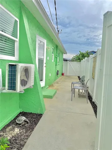 a view of a garden with a fountain