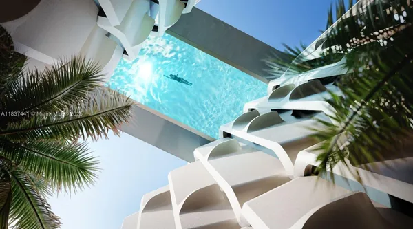 a view of a swimming pool and a back yard