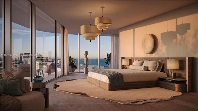 a living room with large window