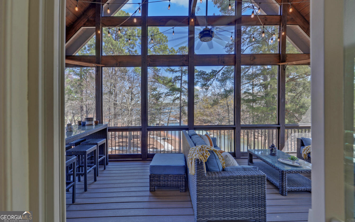 60 Browns Lane Hartwell, GA 30643 - Photo 32 of 89 a view of a balcony with furniture and wooden floor