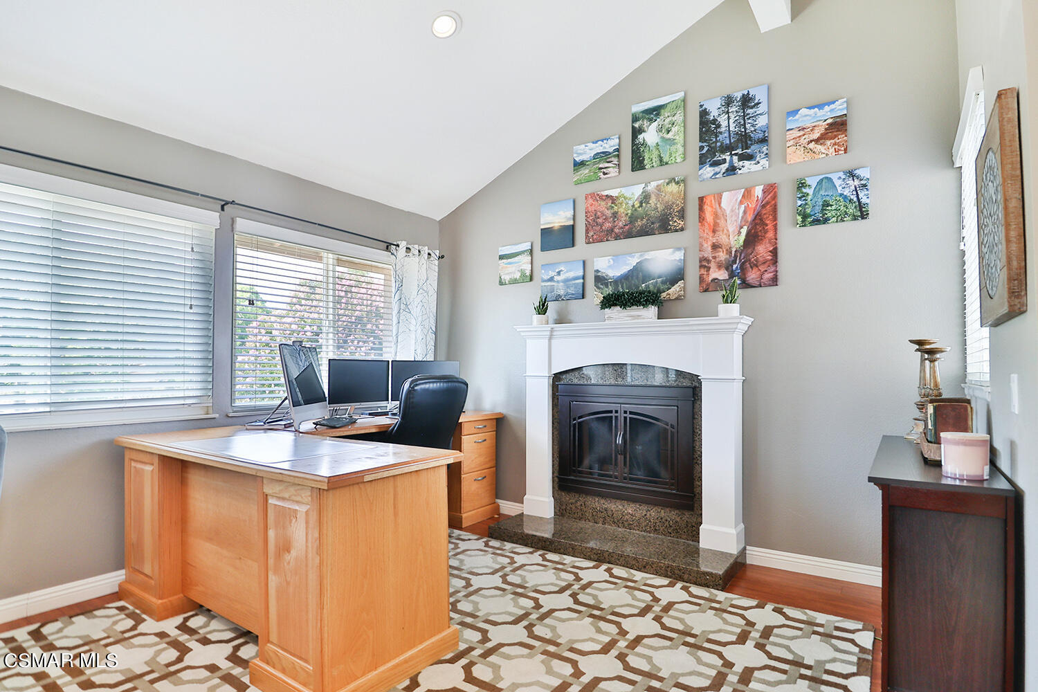 3053 Bianca Circle Simi Valley, CA 93063 - Photo 37 of 73 a work place with a fireplace and next to a window