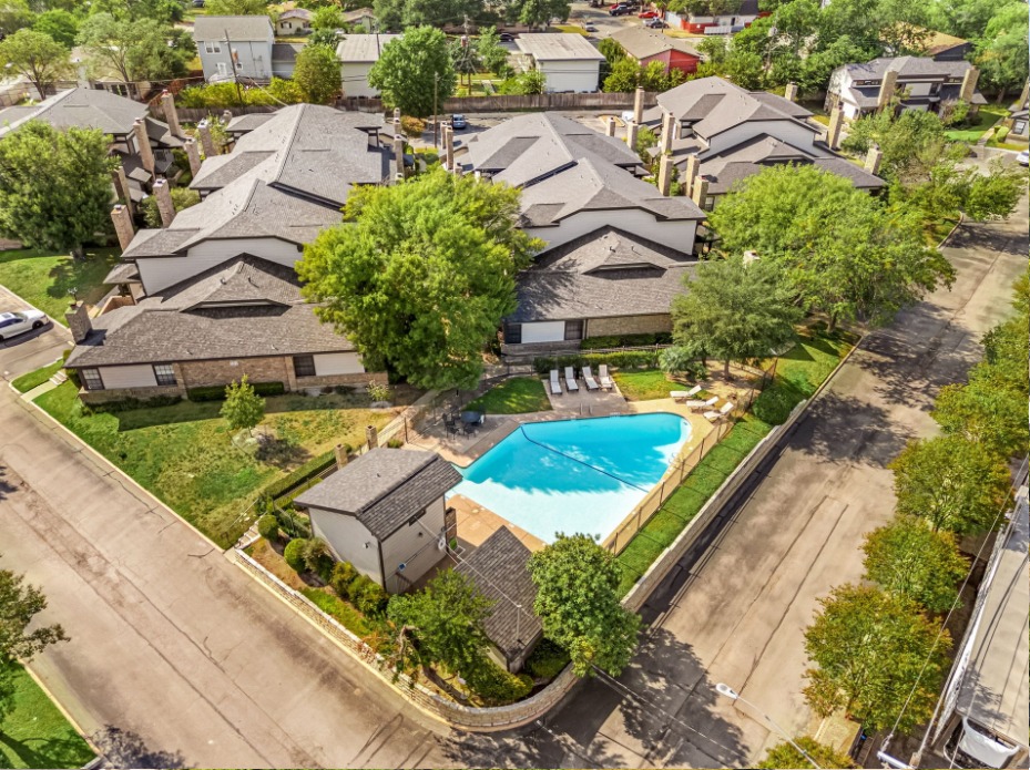 1748 Ohlen Road, Unit 42 Austin, TX 78757 - Photo 4 of 17 an aerial view of a house with a garden