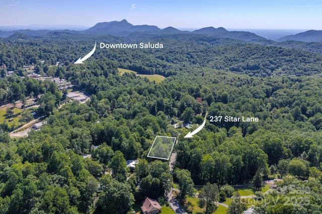 an aerial view of a houses with a lush green hillside