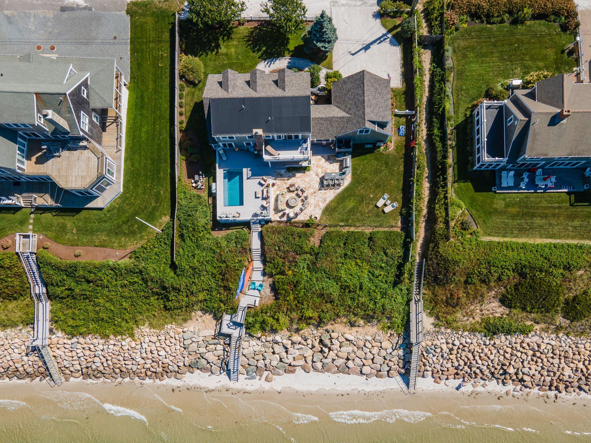 an aerial view of a house