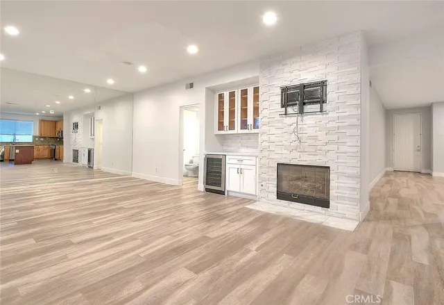 a view of a livingroom with a fireplace
