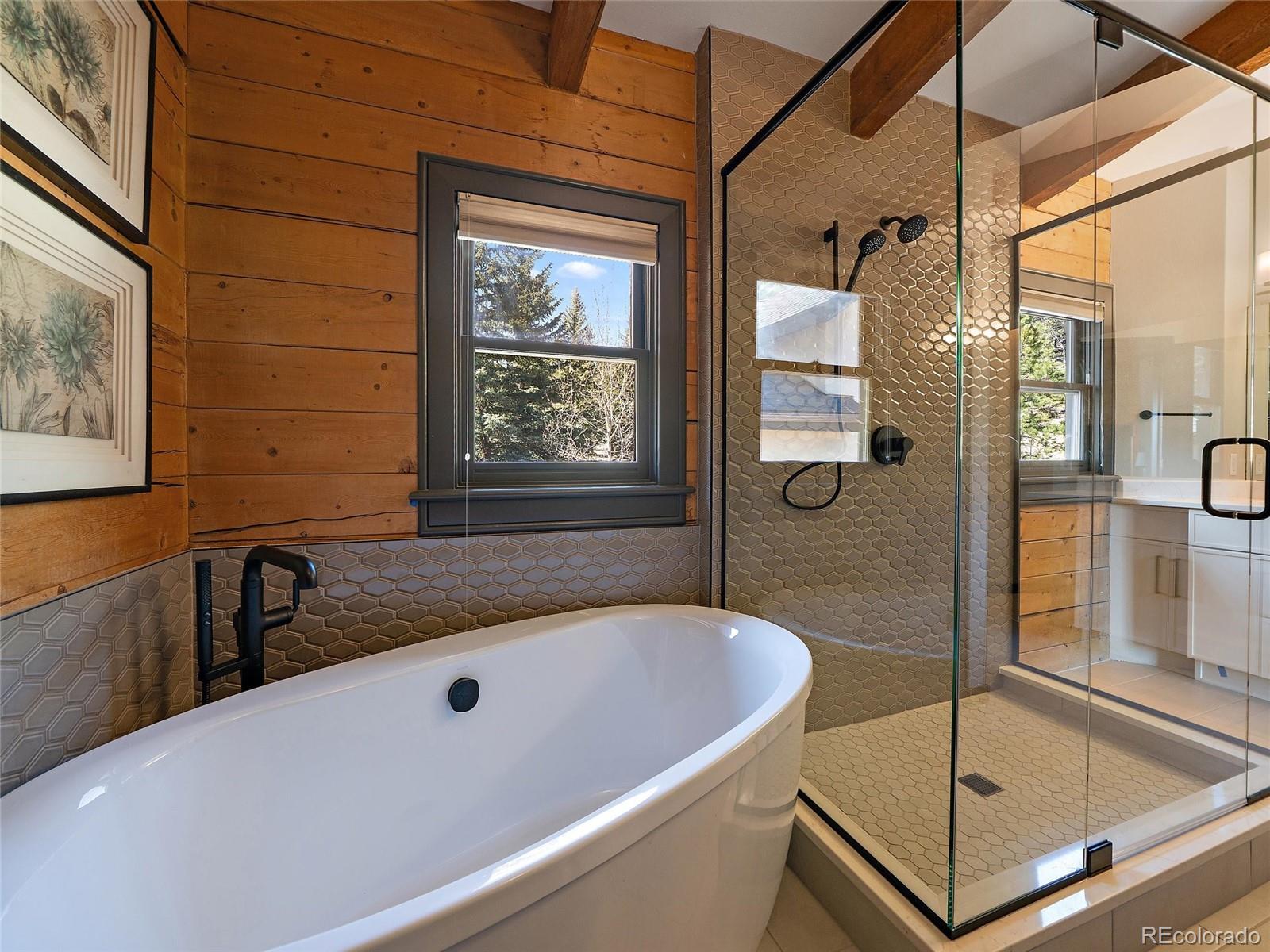 24 Pine Valley Road Evergreen, CO 80439 - Photo 19 of 50 a bathroom with a tub and a shower