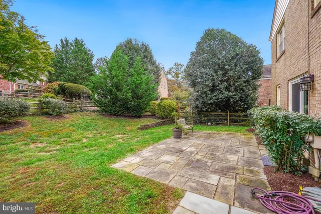 a view of a yard with plants and trees
