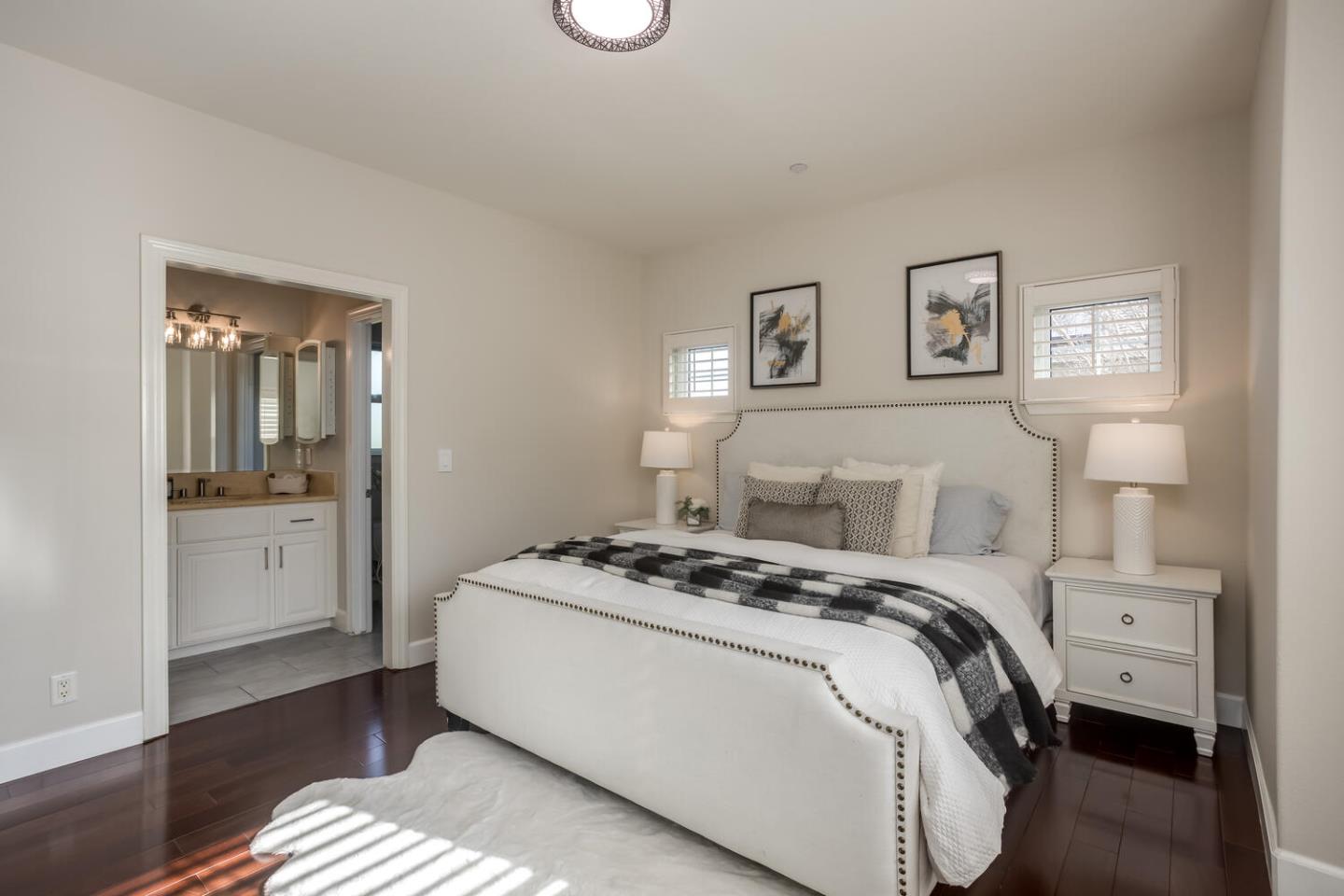 563 Alberta Avenue Sunnyvale, CA 94087 - Photo 17 of 32 a bedroom with a bed and a view of bathroom